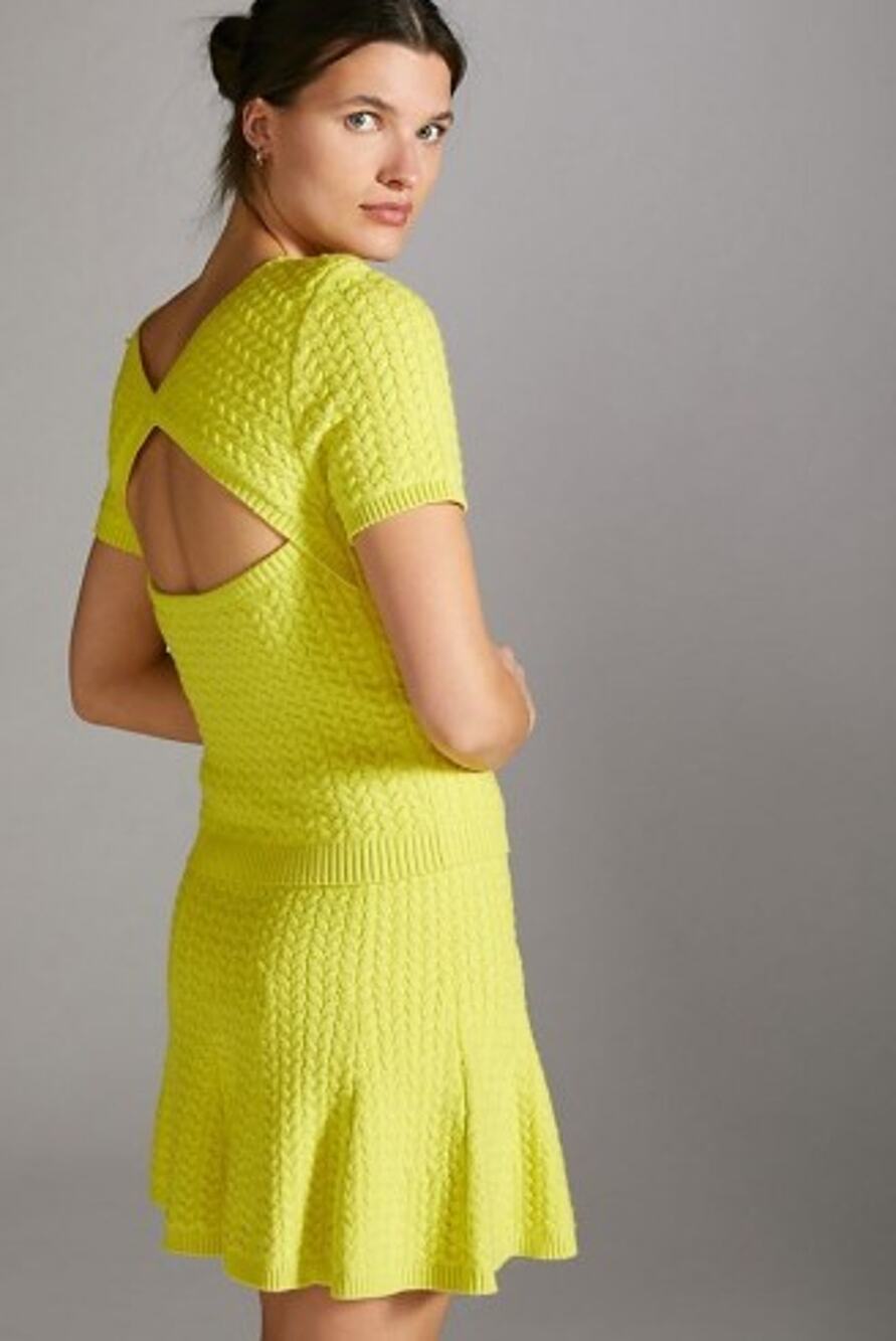 NEW Anthropologie Maeve Color block Knit Skirt Set - Small